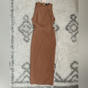 NWT - Pretty Little Thing Tan/Brown Bodycon Dress (Size: 8)